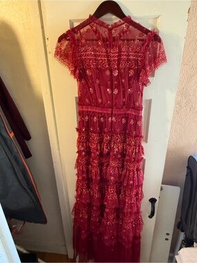 Needle & Thread Crimson Embellished Tiered Maxi Dress